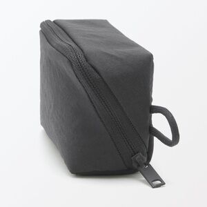 Muji Waterproof Wrinkle Nylon Wide-Open Pouch/Cosmetic Bags_Black_NWT